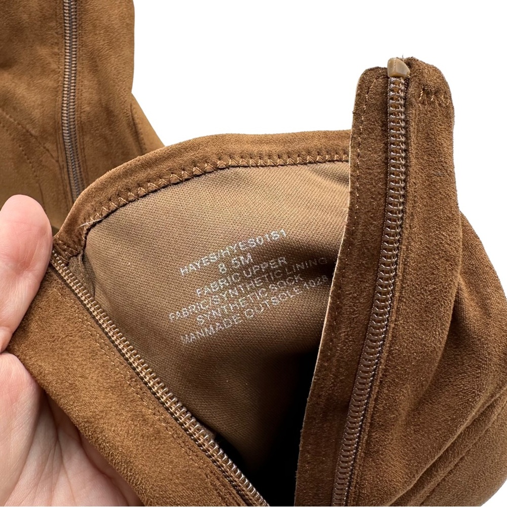 Steve Madden Hayes Point Toe Faux Suede Block Heel Stretchy Ankle Bootie Cognac - Picture 11 of 12